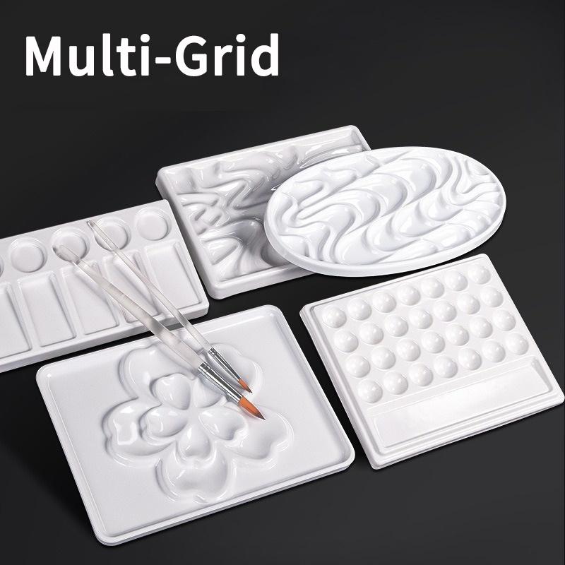 Borrence Paint Tray Palette Reusable Imitation Ceramic Paint Palette Tray for Artist Acrylic Watercolor Oil Painting DIY Craft