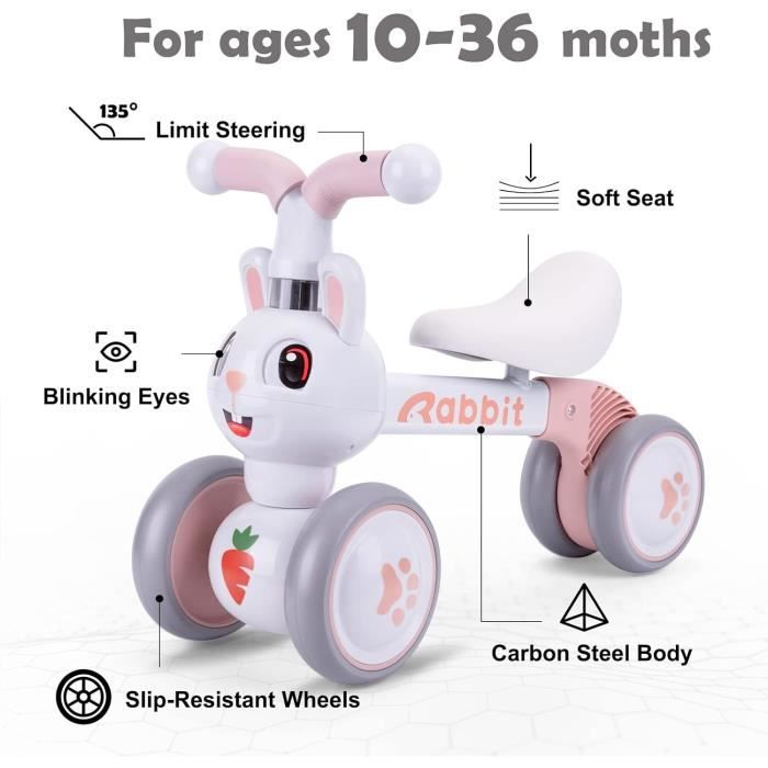 Balance Bike - Xiapia - Pink - Certified Safety - 2 Wheels - 10-36 Months