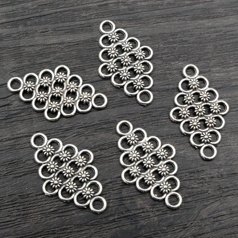 20 Stück 29x17mm Antik Bronze und Antik Silber Plated Blumenstil Verbinder Handgefertigte Anhänger Anhänger:DIY-Anleitung für eine Armband-Halskette