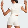 Adidas Lounge Ribbed Crop Tee With Logo Women Tops Light-Brown IP2272