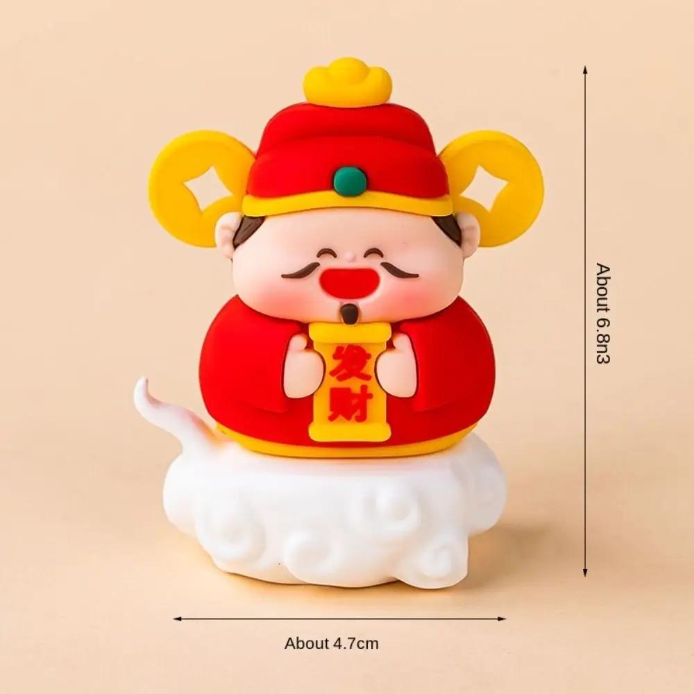 Cartoon God of Fortune Figurine Cute Buddha Resin God of Wealthy Statue Chinese Tradition Myth Good Fortune Desktop Decoration