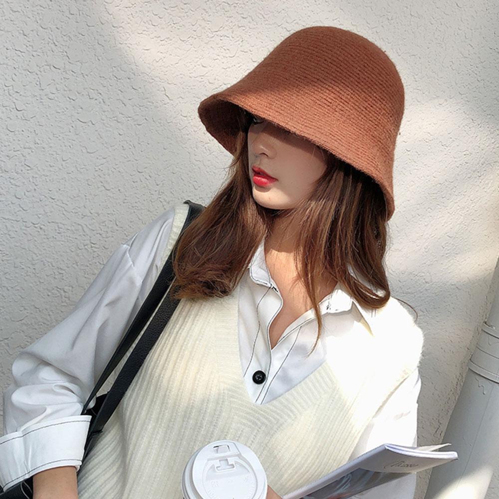 Hip Hop Fashion Thicken Knitted Warmer Autumn Warm Hats Fishing Cap Felt Wool Hat Bucket Hat