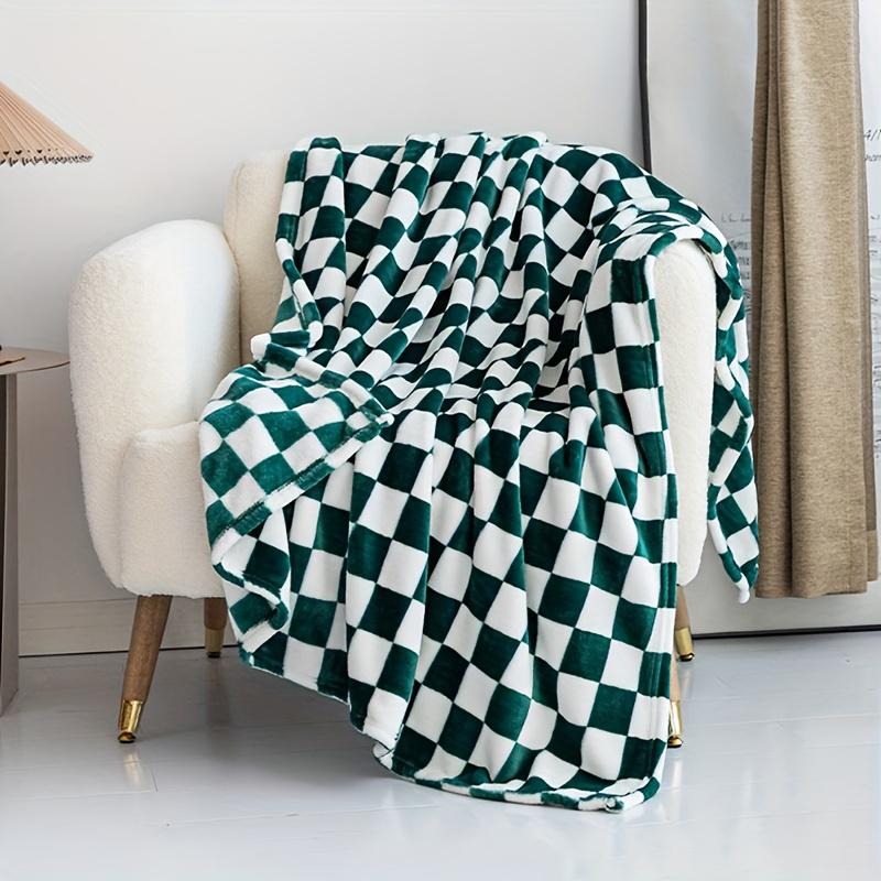 

Throw Blanket Checkerboard Polyester Bedroom Bed Air Conditioning Blanket Winter Warm Flannel Blanket Sleeping Cover for Home 30x40in