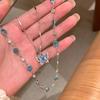 Summer Blue Butterfly Necklace for Women, High-End Design Layered Chain, Fashionable Summer Jewelry