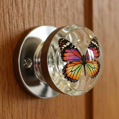 Decorative Door Knob Round Clear Flower Animal Door Handle Nature Inspired Home Office Door Knob Hardware Replacement Home Improvement