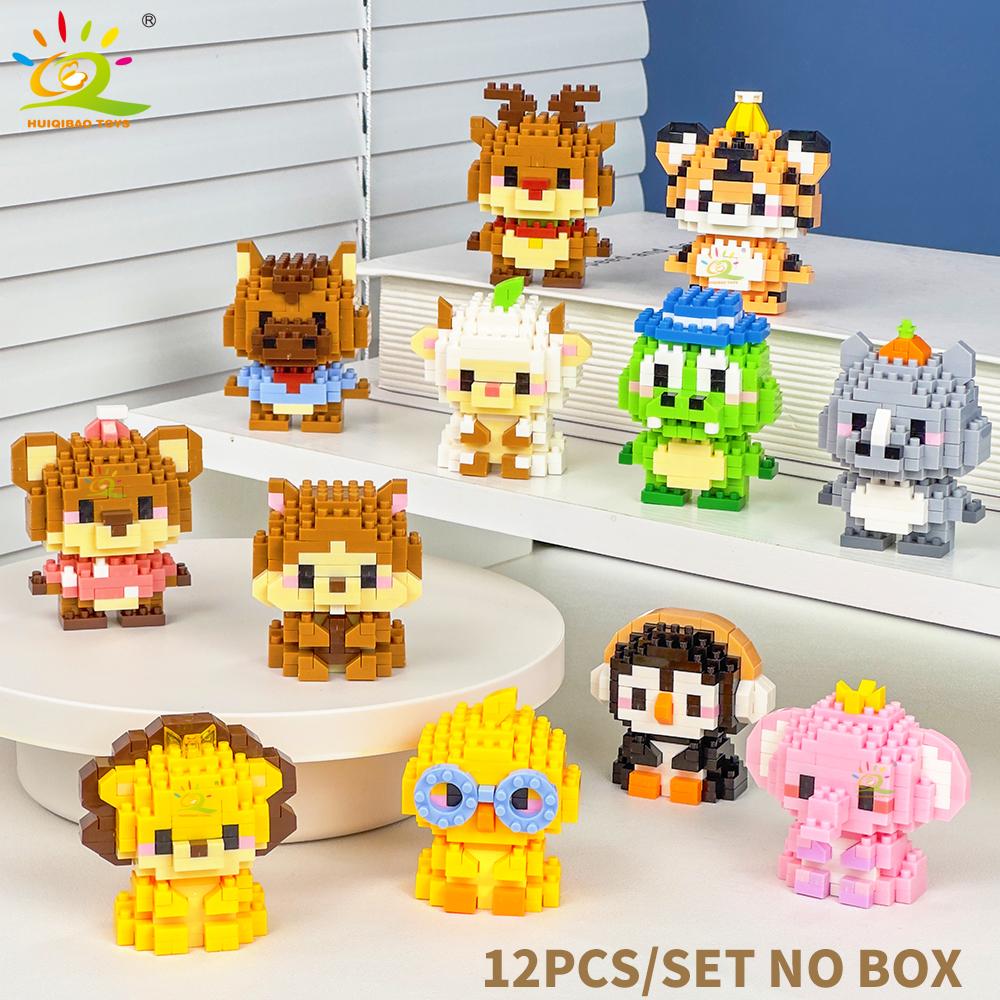 HUIQIBAO Mini Drăguț Anima Micro Blocuri de Construcție 3D Model Diamant LION Cărămizi DIY Jucării de Construcție Oraș pentru Copii Cadou
