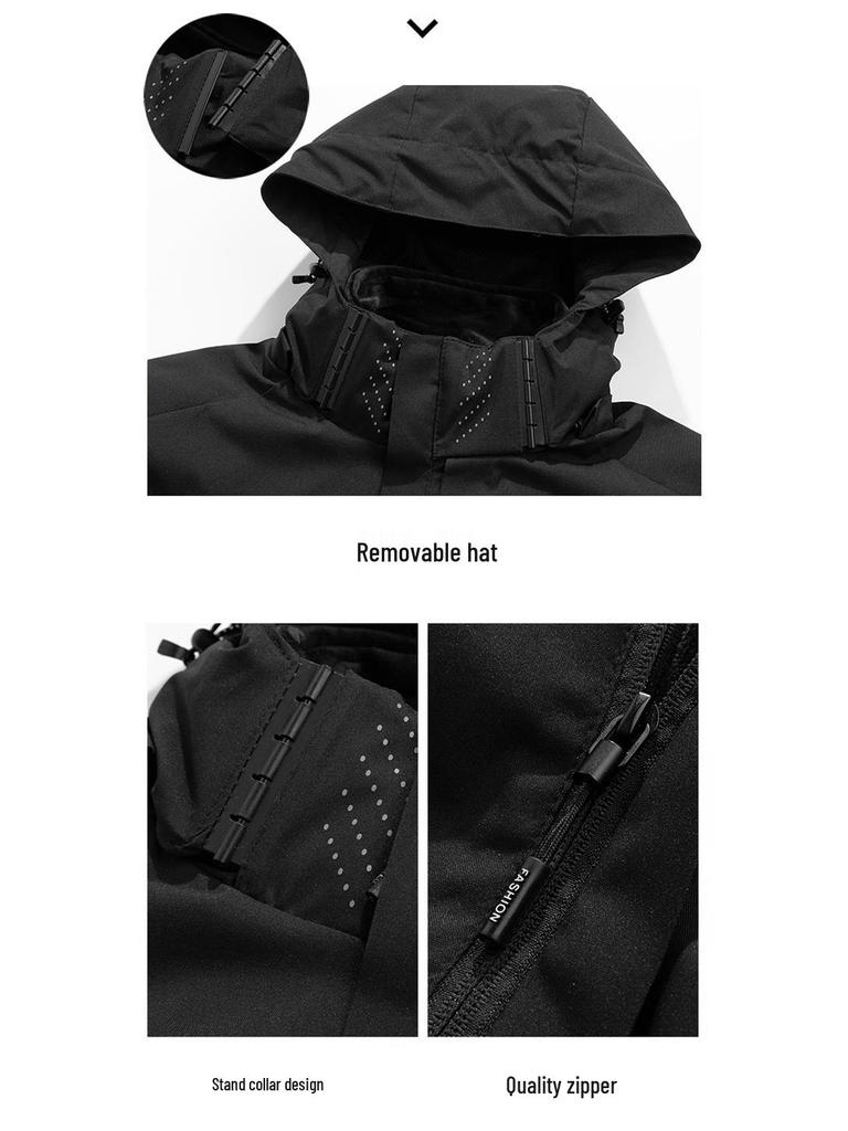 Men's Autumn/Winter Outdoor Windproof 3-in-1 Jacket with Detachable Fleece Lining - Couple Style