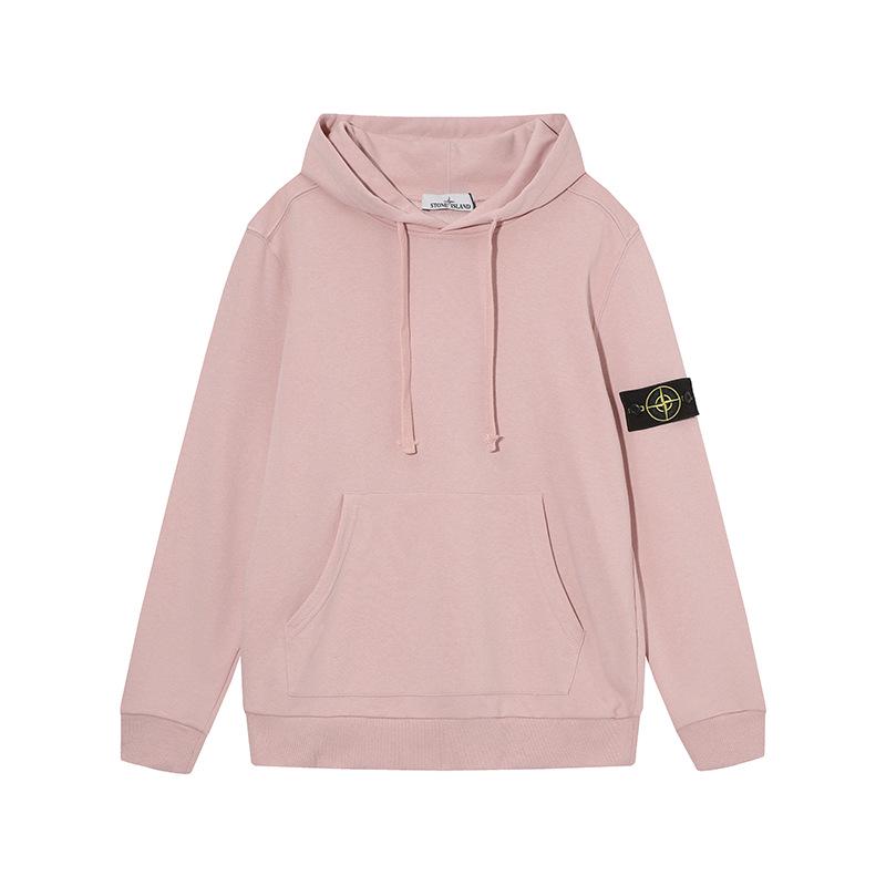 Stone Island Unisex Classic Solid Color Badge Hoodie Sweatshirt