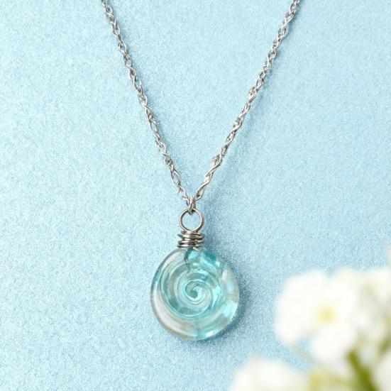 Recycled Glass Spiral Earrings Necklace Handmade Unique Depth Reflects Light Hook Earrings Pendant Necklace