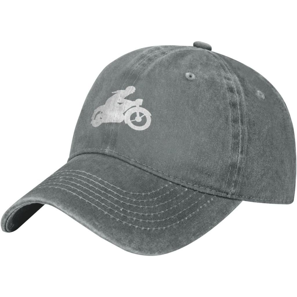 Motorcycle Rider Baseball Cap Washed Cotton Distressed Dad Hat for Unisex Women