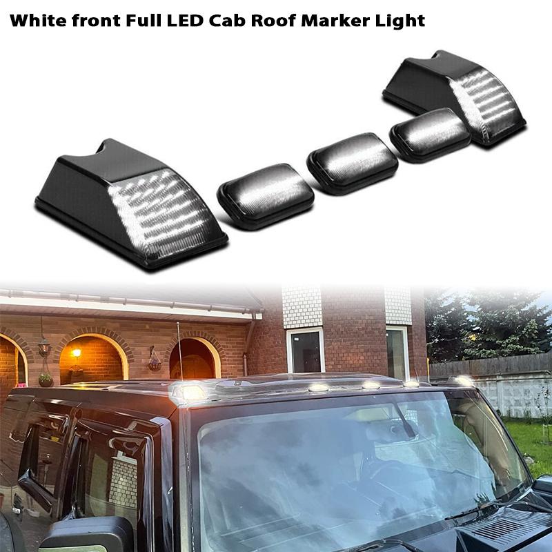 Front Amber Rear Red LED Cab Roof Lights Clearance Marker Lights For 2003-2009 Hummer H2 & For 2005, 2007-2009 Hummer H2 SUT/SUV 5pcs White