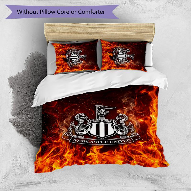 Set Lenzuola Stampato Newcastle United Football 3 Pezzi, Comodo Set Copripiumino per Camera da Letto Amico della Pelle