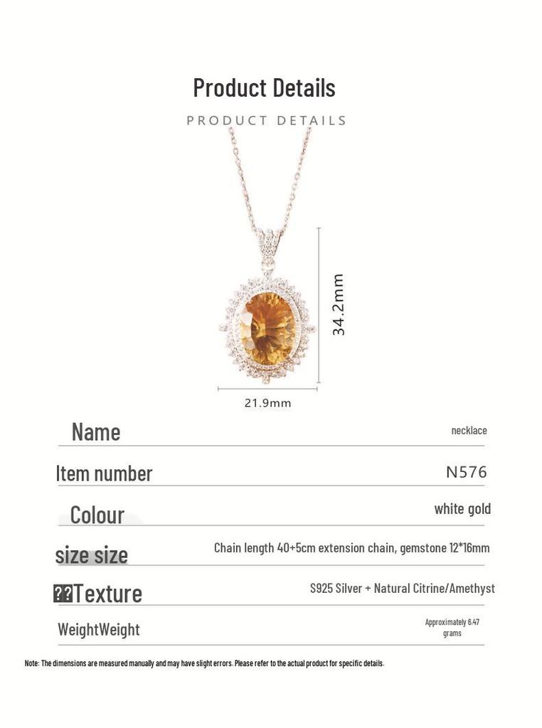 Millennial Cut Amethyst & Citrine Pendant Necklace in S925 Sterling Silver