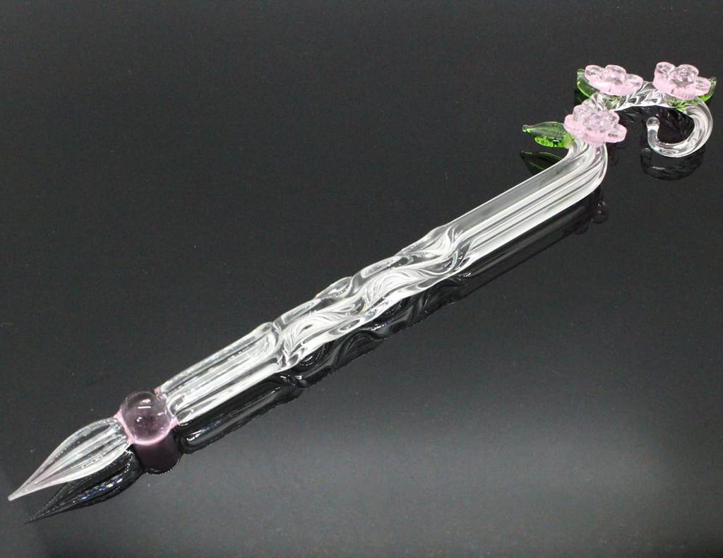 Glass Cherry blossom and flowing water pen, design, pink.