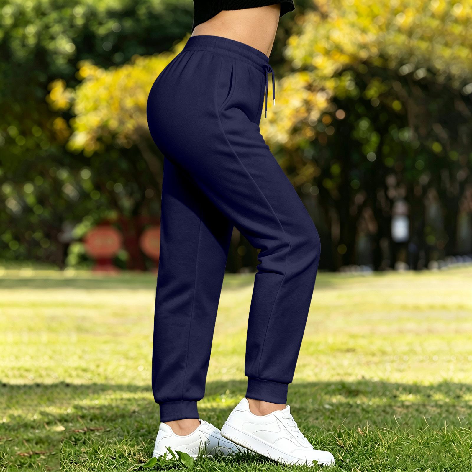 Women s Lined Wide Leg Joggers with Pockets - Loose Fit Straight Leg Sweatpants for Casual Wear L