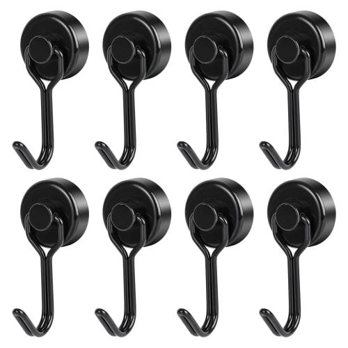 

moniko Magnetic Hooks (Set of 8) with Super Strong, Rust-Proof Magnets, Small, Stainless Steel, 15kg Vertical Load Capacity, for Kitchens, Offices, Ba