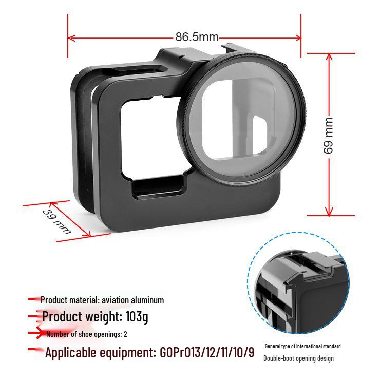 GoPro Hero9-13 Camera Protective Metal Cage with Heat Dissipation for Vlog Photography