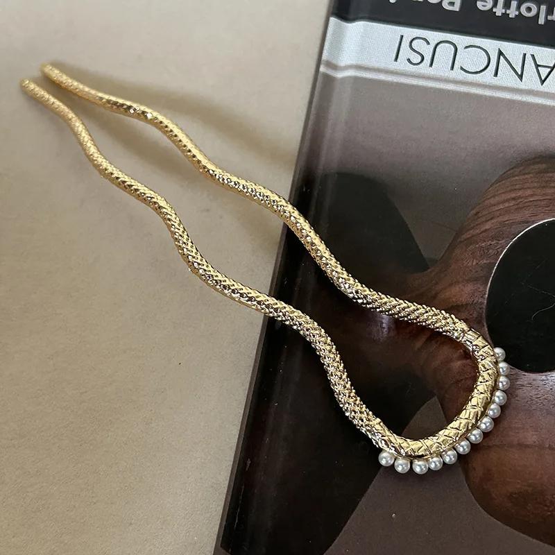 

Новая Мода Металлическая Заколка для Волос U-образной Формы для Женщин Простая Универсальная Геометрическая Жемчужная Заколка для Волос Аксессуары для Вьющихся Волос для Девочек на Открытом Воздухе