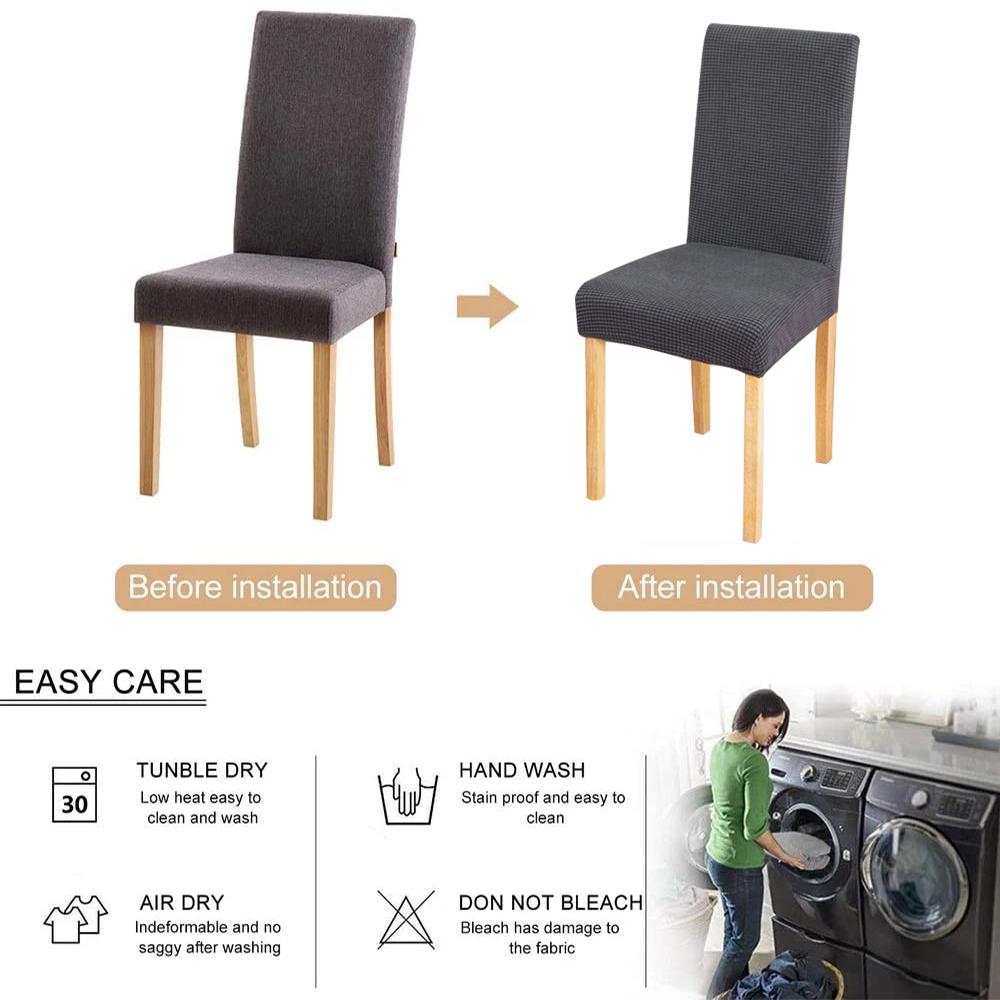 Anti -Dirty Jacquard Chair Covers Soild Colour Soft Spandex Chair Slipcovers Dust Proof Protective For Dining Room Kitchen Home
