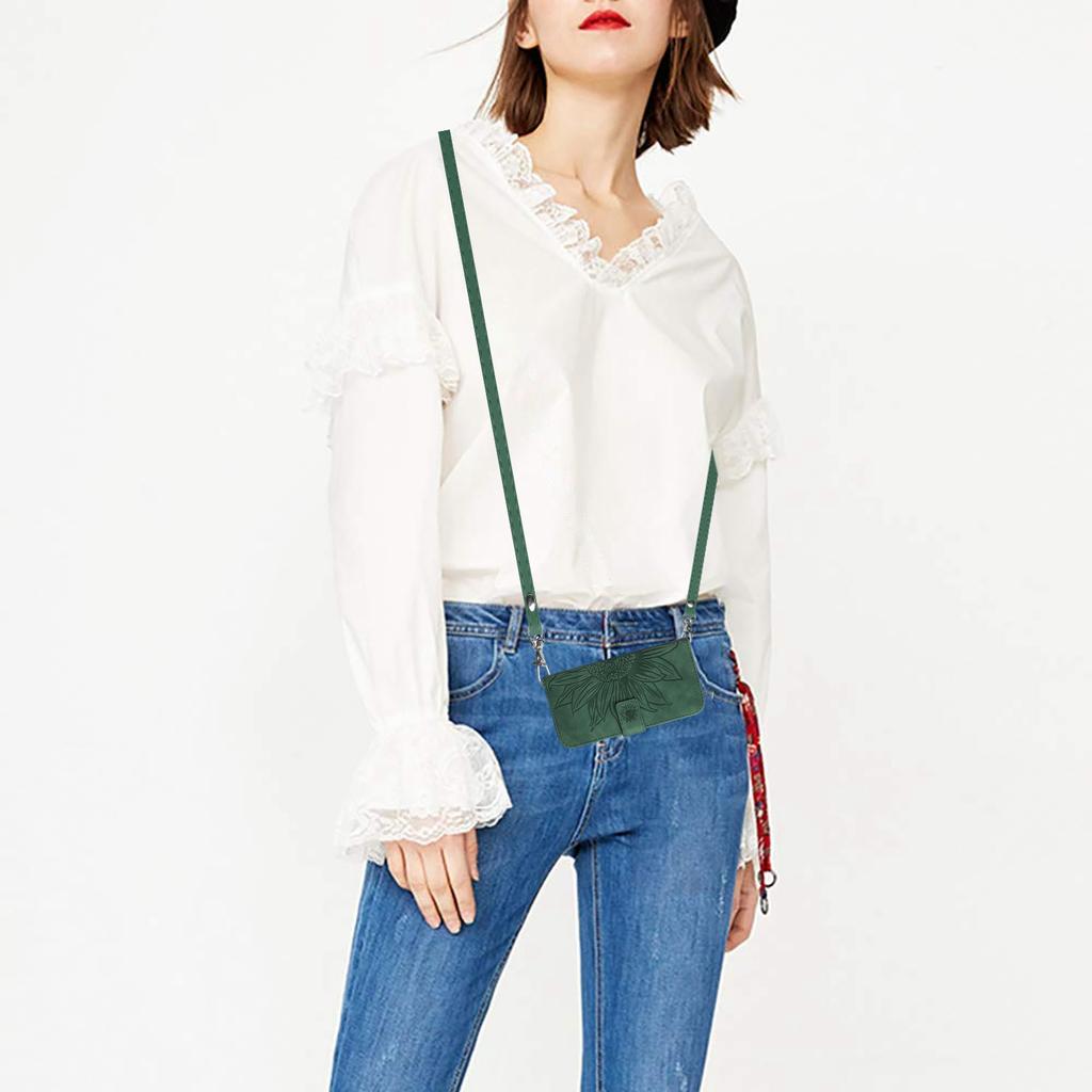 HT04 For Samsung Galaxy S24 Ultra Case Sunflower Imprint Leather Phone Cover with Shoulder Strap