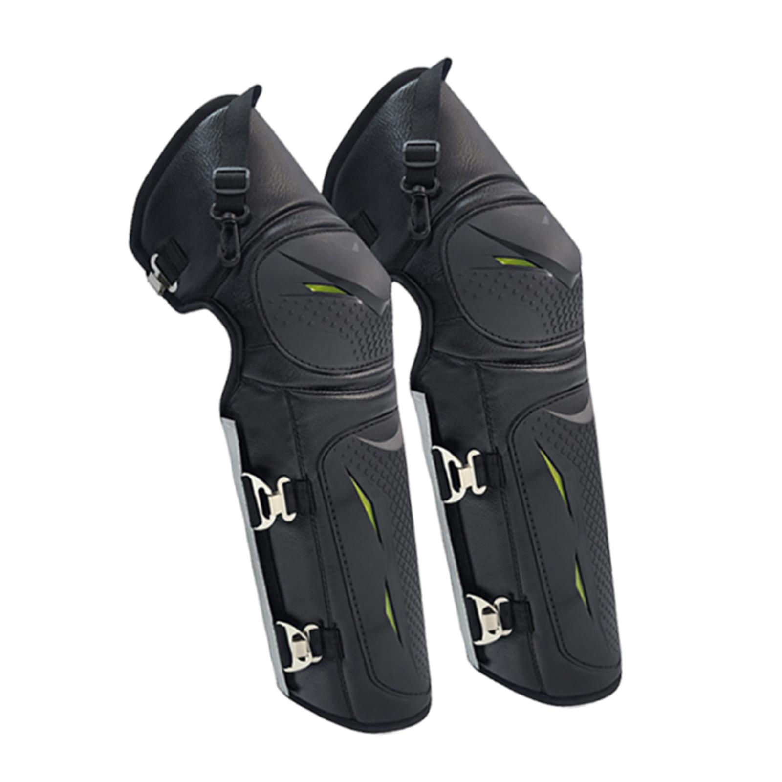 Motorcycle Knee Guards Adjustable Impact Resistant Nonslip Professional for Adults Motocross Knee Pads for Skating Motocross green reflective