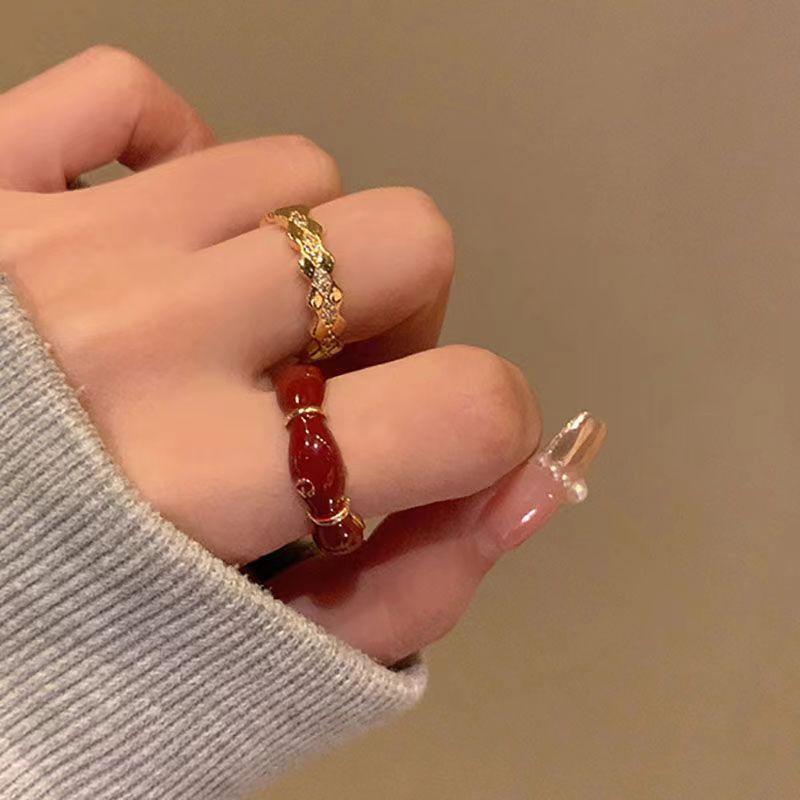 Rhombus Drop Ring Women's Fashion Personality Cold Wind 2024 New Temperament Versatile Stack Wear Index Finger Ring Ring
