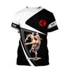 Men's Karate 3D Sports T-shirt, Outdoor Fitness Sportswear, Casual Oversized Round Neck T-shirt, Men's Short Sleeved Wrestling T