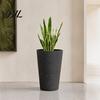 Sturdy Decorative Pot for Living Room Entryway Tall Round Flower with Drainage Holes, 17 Inch Stone-Look Versatile Indoor Outdoor Greenery Container