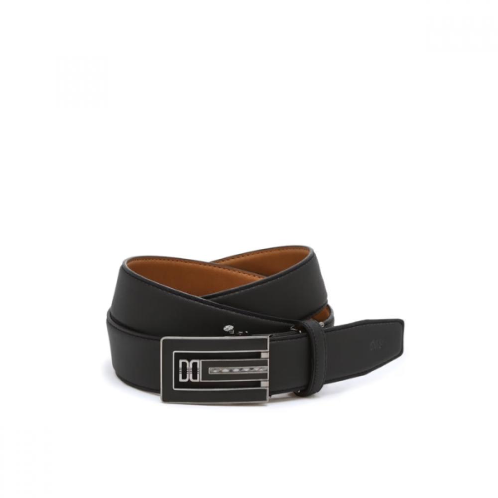 Daks Black Premium European Imported Leather Check Line Automatic Belt