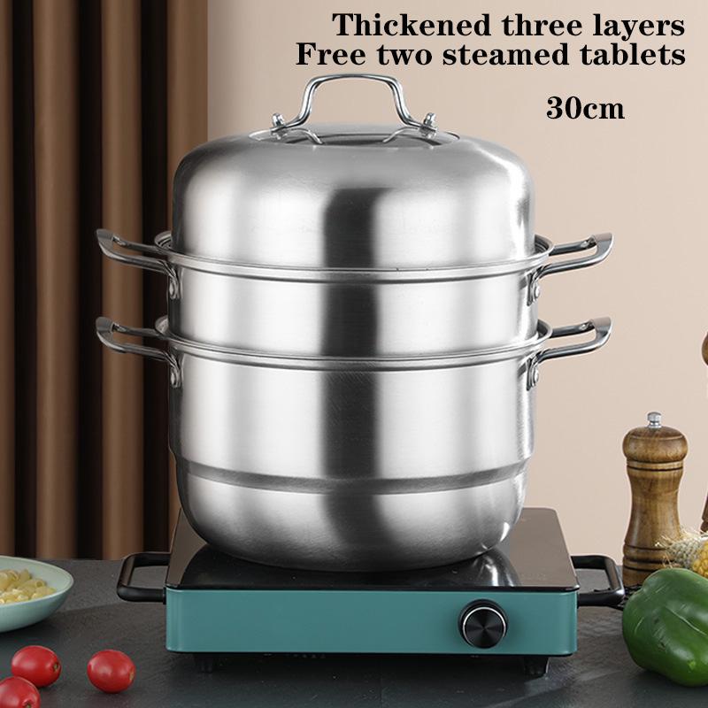 Stainless Steel 2/3 Layer Thickened Steamer Soup Pot Suitable All Kinds Of Stoves Kitchen Special Steam Pot Cooking Tools