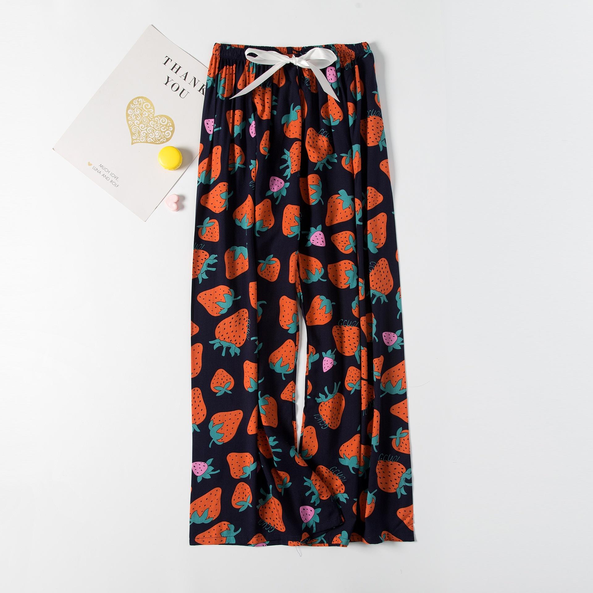 

Летние хлопковые шелковые пижамы женские свободные широкие брюки с принтом One Size