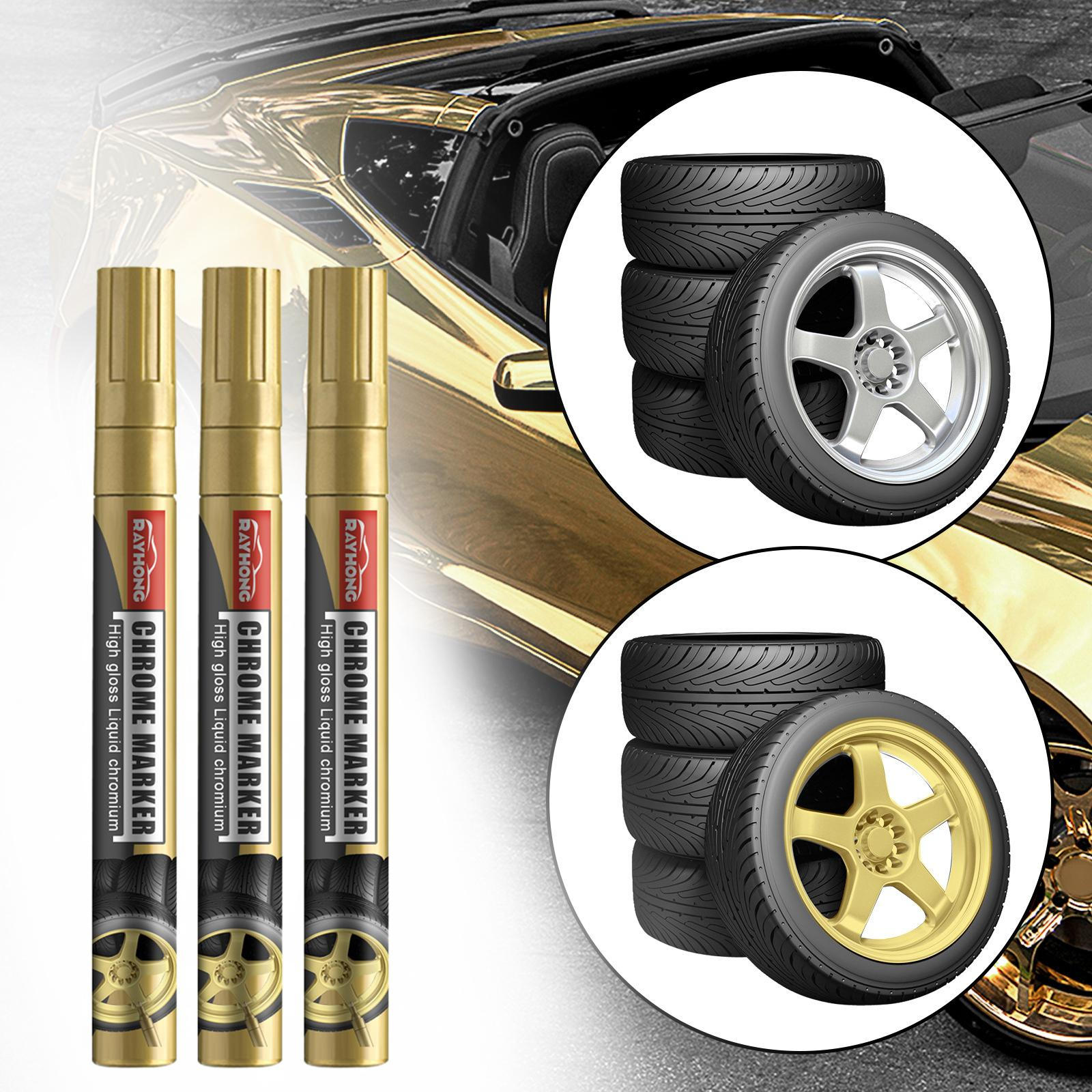 

3Pcs Car Tire Pen Repairing Graffiti Lettering Pens Tyre Tread Marker for Ceramic, золотой