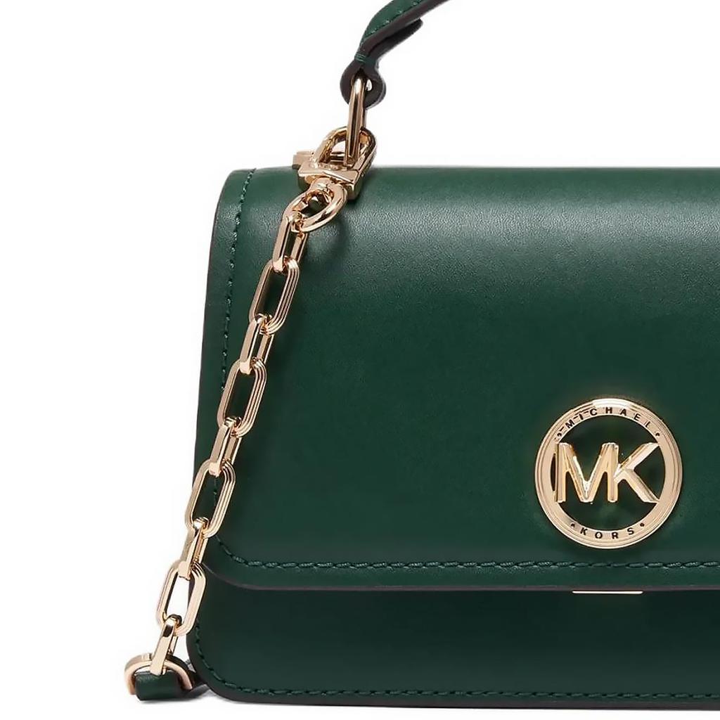 MICHAEL KORS Delancey Cow Leather, Split Cow Leather Shoulder Bag, Crossbody Bag, Handbag Small Women's Green 32T4GD8C5L-372