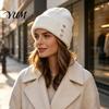 Autumn Winter Outdoor Headgear Heart Rhinestone Knitted Hat, Women Glitter Warm Cuffed Skull Cap with Rhinestones Stretchy Knit for Daily Street Wear