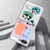 Lovely Baby Panda Print Case For Samsung Galaxy Z FlIP 7 FE 6 5 Z Flip7 Flip6 Flip5 Luxury Plating PC+PU Leather Hybrid Folding Phone Cover