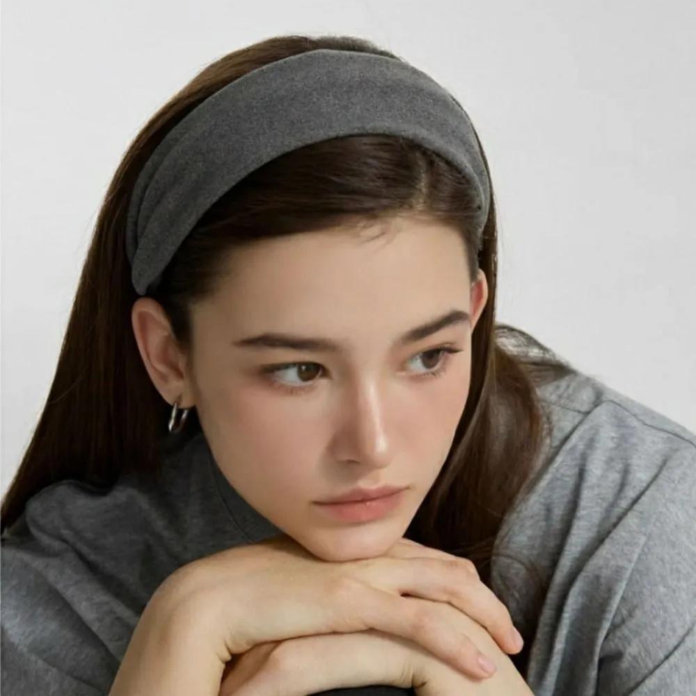 Dayfog Wide Hairband / Daily Simple Plain Cotton Headband Bandana gray