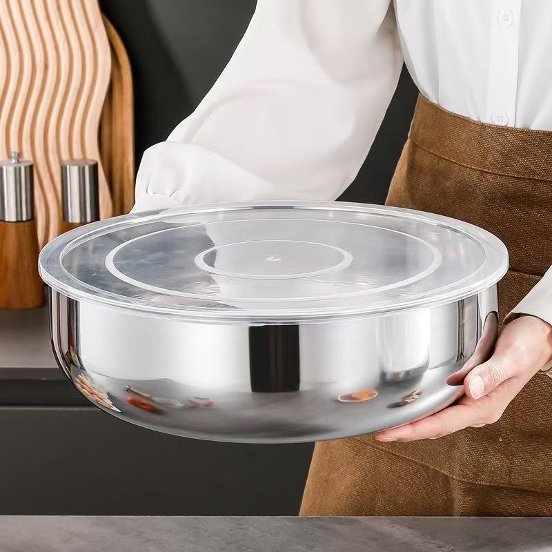 Commercial Stainless Steel Mixing Bowl Set with Lids, Heavy-Duty & Dishwasher Safe for Baking, Prep & Salad