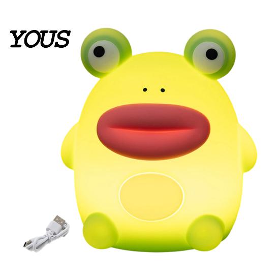 Baby Sleep Aid Lamp Frog Silicone Night Light, Rechargeable Touch Bedside with 3 Brightness Desk Decor & Remote Control, 30 Min Timer Decoration,