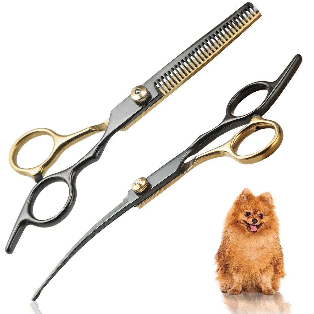 Professional Stainless Steel Pet Grooming Scissors - Right Hand Orientation, Multi-Purpose Hair Trimming Shears with Round Head,
