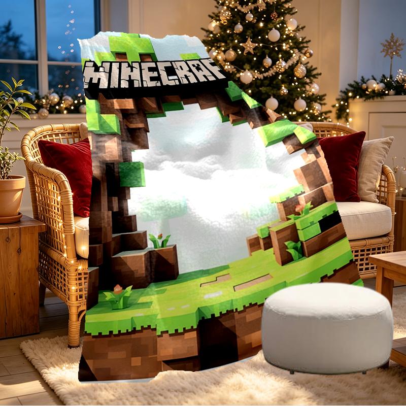 Minecraft Print Blanket - Soft & Comfortable, for Bedroom, Travel, Sofa, Home Decoration - Birthday Christmas Gift for Friend