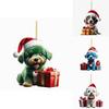 Christmas Dog Car Pendant Acrylic Ornament With Cartoon Style For Vehicle Decor
