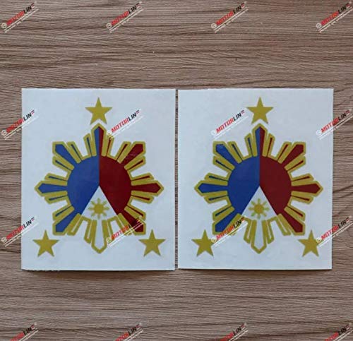

8 Wires Sunstar Philippines Flag Philippines Decal Sticker Vinyl for Car Laptop Table (2 x 10 cm reflective)