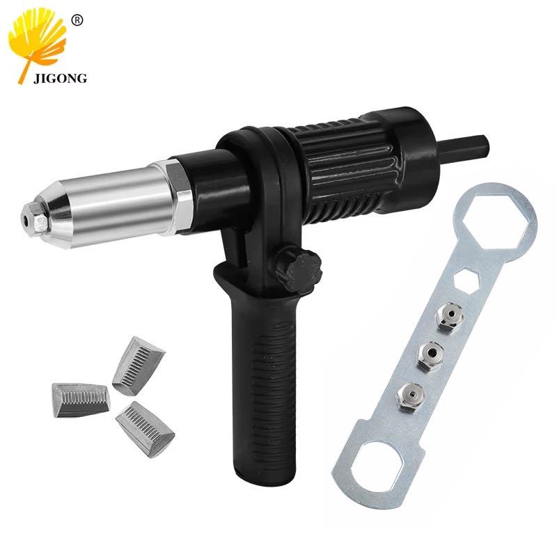 Black Electric Rivet Gun Adapter with Multi-Spec Nozzles