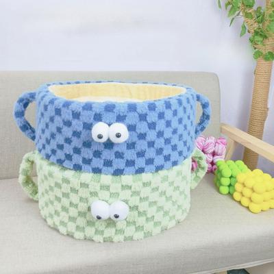 Personalisiertes rundes Nest aus Schwamm mit großen Augen, Katzennest für tiefen Schlaf, universelles Haustierbett für Katzen und Hunde