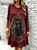 Women's Elegant Party Mini Dress Loose Crew Neck Short Sleeve Home Dress Summer Casual Daily Graphic Animal Cats 3D Print Dress