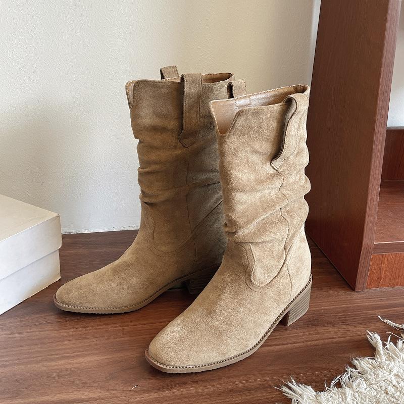 

Ретро ботинки Майяр ботинки рыцаря остроносые толстый каблук рукав осень новые модные универсальные ботинки 39 хаки