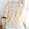 2023 Women's Crepe Double Gauze Kimono Nightgown - Long Sleeve, Loose Fit Homewear Bathrobe