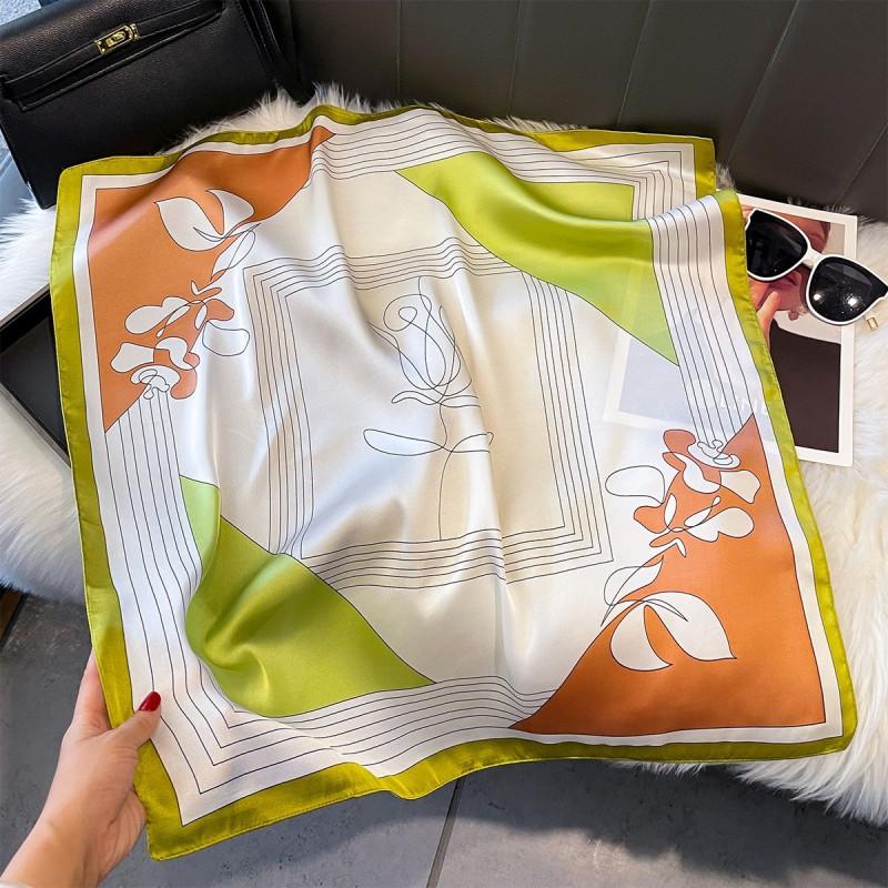 70x70cm Lightweight Silk-Look Square Scarf Women French Chic Hair Band Office Accessory Viscose 96%