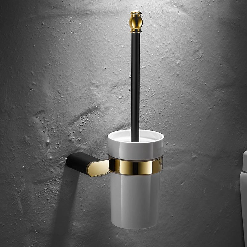 Brass Bathroom Toilet Brush Set Gold Black Toilet Brush Holder Wall mounted Bathroom Cleaning Brush Household Floor Cleaning