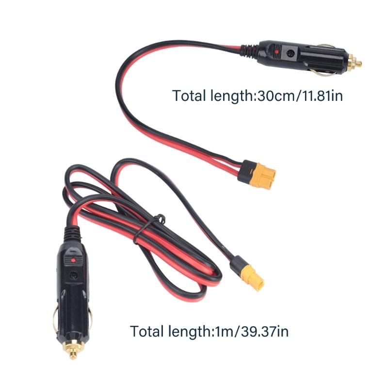 Car Lighter Plug to 60 Female Charging Cable, 12V 24V 14AWG Wire for Vehicle FPV Drones Battery Power Transfer